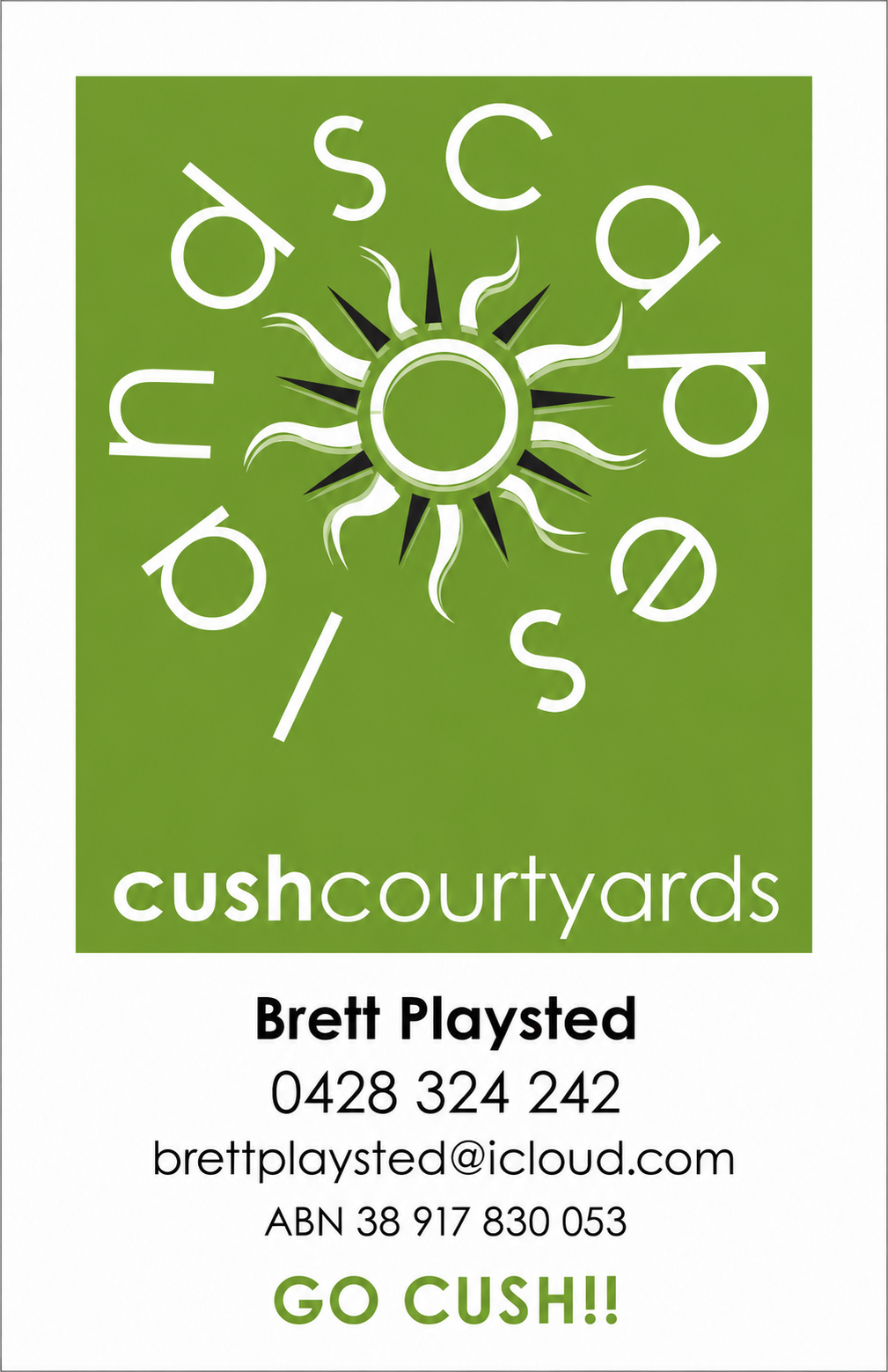 Brett Playsted — Cush Courtyards Business Card